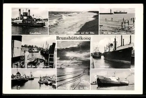 AK Brunsbüttelkoog, Kanalfähre, Schleuse, Kanalpartie