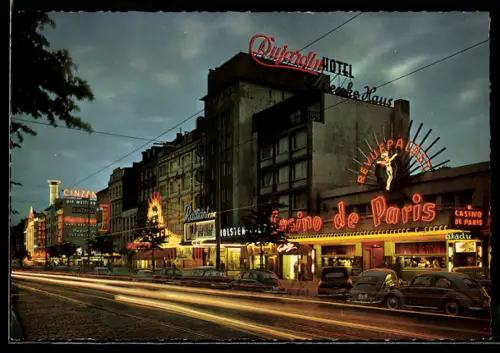 AK Hamburg-St.Pauli, Reeperbahn bei Nacht, Casino de Paris, Dujardin Hotel