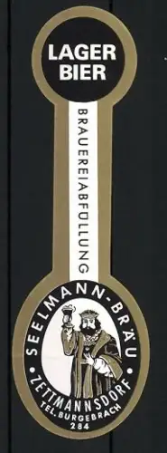 Getränkeetikett Seelmann-Bräu, Zettmannsdorf, Lager Bier