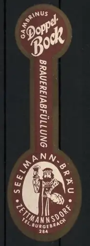 Getränkeetikett Seelmann-Bräu, Zettmannsdorf, Gambrinus Doppel-Bock Bier