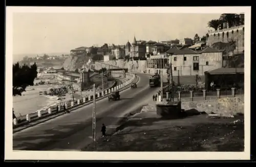 AK Villa Alemana, Teilansicht mit Strassenbahn