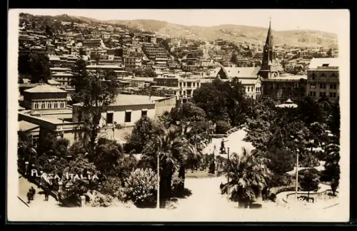 AK Valparaiso, Totalansicht mit Plaza Italia