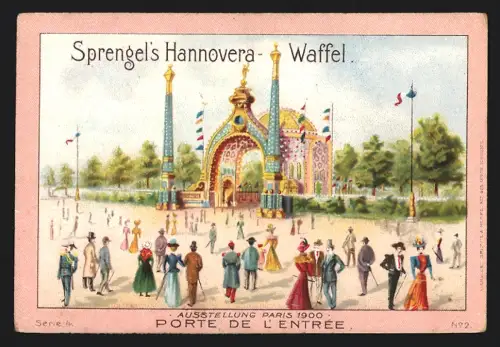 Sammelbild B. Sprengel, Hannover, Sprengel`s Hannovera-Waffel, Ausstellung Paris 1900