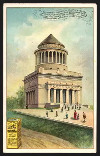 Sammelbild New York, NY, Maizena, National Starch Manufacturing Company, Grabdenkmal von General Grant