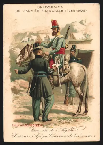 Sammelbild Paris, Alcool de Menthe de Ricolés, Chasseurs d`Afrique