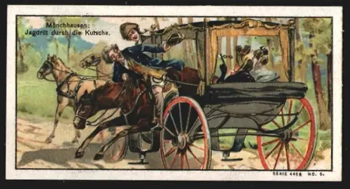 Sammelbild Dahme /Mark, Chemische Fabrik Borsyl, Borsyl-Schweisspuder, Münchhausen, Jagdritt durch die Kutsche