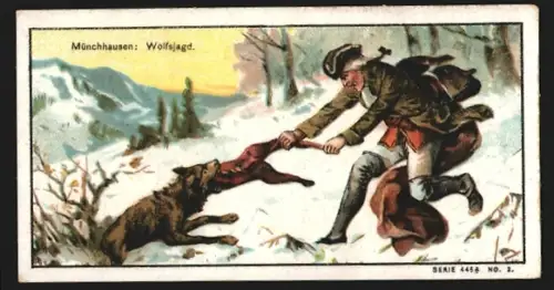 Sammelbild Dahme /Mark, Chemische Fabrik Borsyl, Borsyl-Schweisspuder, Münchhausen, Wolfsjagd