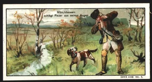 Sammelbild Dahme /Mark, Chemische Fabrik Borsyl, Borsyl-Schweisspuder, Münchhausen schlägt Feuer aus seinen Augen