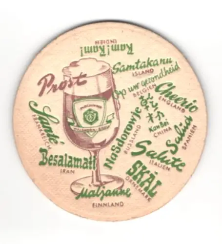 Bierdeckel Plochingen, Plochinger Waldhorn-Bräu, C. Endriss, Wappen, Glas