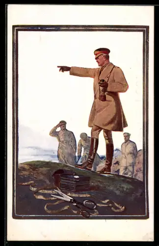 AK Plakat für Theaterstück General Post von J.E. Harold Terry, Soldat in Uniform weist in eine Richtung