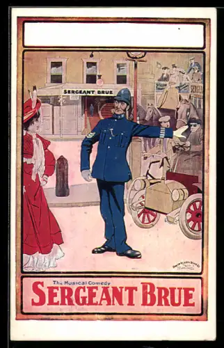 AK Plakat für Theaterstück Sergeant Brue von Robert Crossman, Verkehrspolizist auf der Strasse