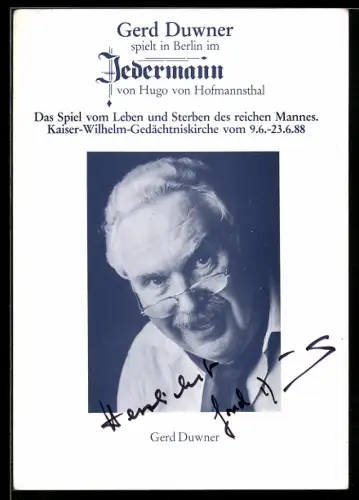 AK Schauspieler Gerd Duwner aus dem Theaterstück Jedermann im Portrait