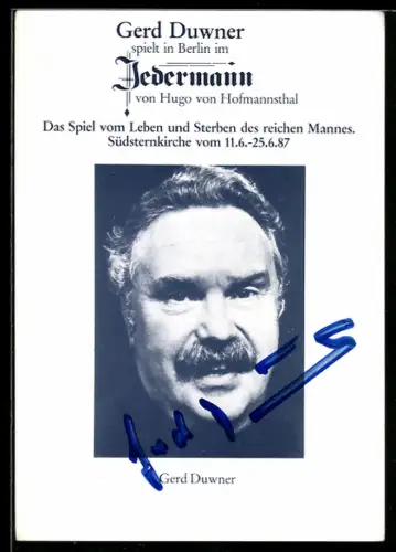 AK Schauspieler Gerd Duwner aus dem Theaterstück Jedermann im Portrait