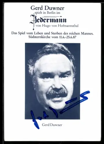 AK Schauspieler Gerd Duwner aus dem Theaterstück Jedermann im Portrait