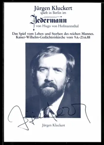 AK Schauspieler Jürgen Kluckert aus dem Theaterstück Jedermann im Portrait