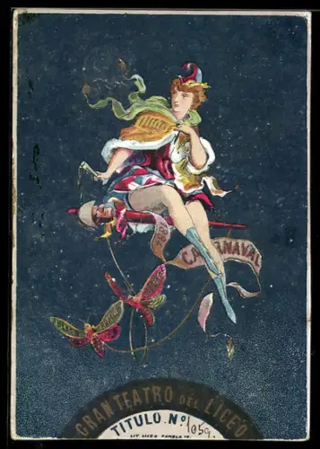 AK Plakat für Theaterstück Julian Romea Y Latorre, Mann sitzt vor dem Sternenhimmel