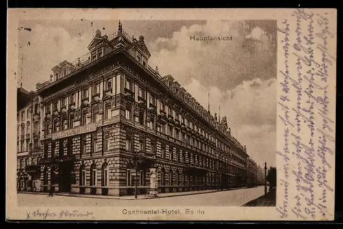 AK Berlin, Continental-Hotel, Hauptansicht, Neustädtische Kirchstrasse