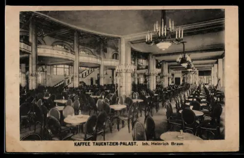 AK Berlin-Charlottenburg, Kaffee Tauentzien-Palast, Inh. Heinrich Braun, Innenansicht