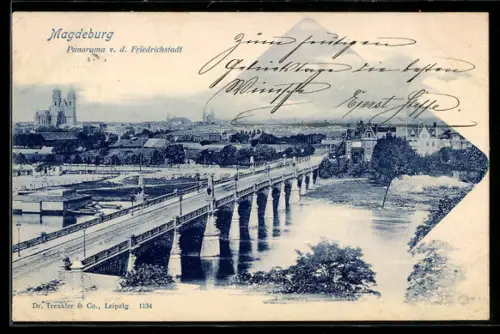 AK Magdeburg, Panorama von der Friedrichstadt