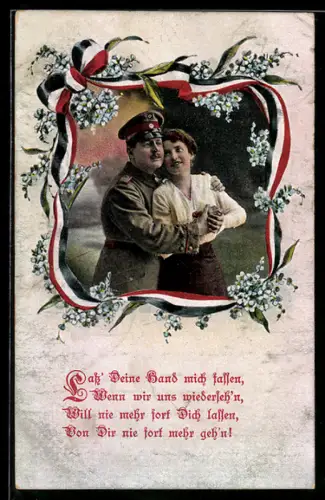 AK Artillerie-Soldat in Uniform in Zweisamkeit mit seiner Liebsten
