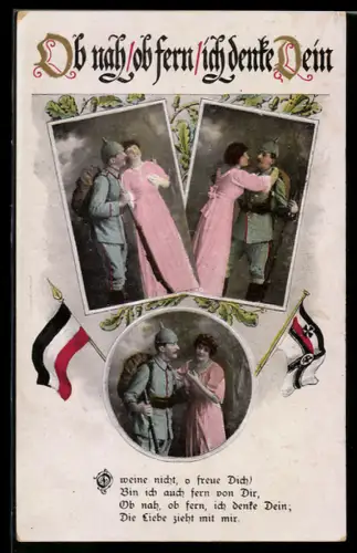 AK Soldat mit seiner Angebeteten