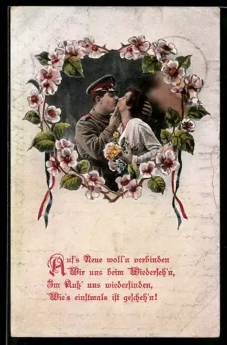 AK Soldat in Uniform bei Verabschiedung von seiner Frau