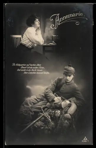 AK Junger Soldat schreibt an seine Liebste Annemarie