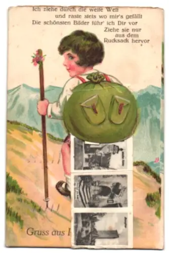 Leporello-AK Rothenburg o. T., Weisser Turm, Burgtor und Portal am Hofe des Rathauses