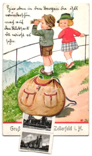 Leporello-AK Clausthal-Zellerfeld, Marktkirche und Ehrenmal, Römerdenkmal und Rathaus