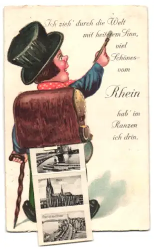 Leporello-AK Braubach a. Rh., Deutsches Eck, Boppard und Loreley