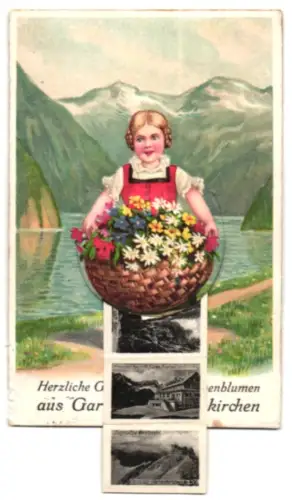 Leporello-AK Garmisch-Partenkirchen, Kreuzeckhaus, Westgipfel der Zugspitze und Höllentalklamm