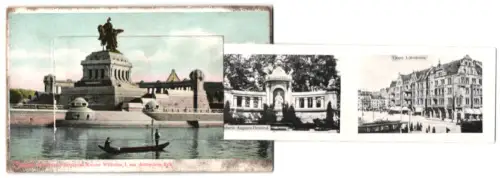 Leporello-AK Coblenz, Deutsches Eck, Ehrenbreitstein, Moselbrücke, Schloss Stolzenfels und Obere Löhrstrasse