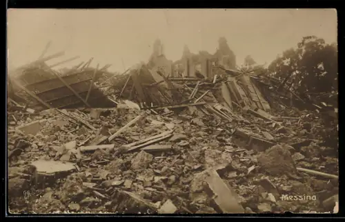AK Messina, zerstörte Gebäude durch Erdbeben