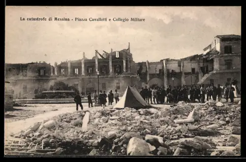 AK Messina, La catastrofe di Messina, Piazza Cavaloti e Collegio Militare
