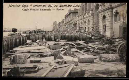 AK Messina, Dopo il terremoto del 28 decembre 1908, Corso Vitt. Emanuele-Rovine, Erdbeben