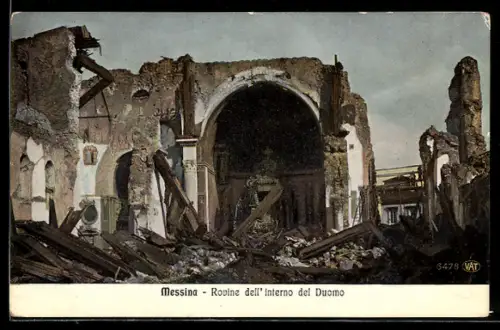 AK Messina, Rovine dell interno del Duomo, Erdbeben