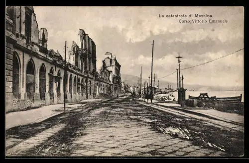 AK Messina, La catastrofe, Corso Vittorio Emanuele, Erdbeben