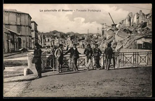 AK Messina, La catastrofe, Torrente Portalegna, Erdbeben