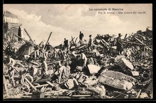 AK Messina, La catastrofe, Fra le rovine, Erdbeben