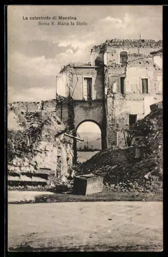 AK Messina, La catastrofe, Scesa S. Maria la Stella, Erdbeben