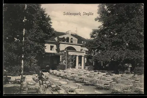 AK Berlin-Steglitz, Schlosspark, Gartenrestaurant