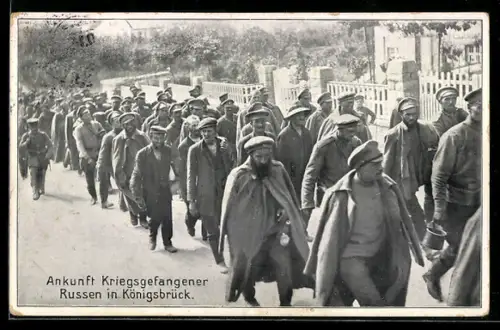 AK Königsbrück, Ankunft Kriegsgefangener Russen