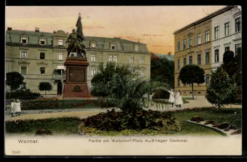 AK Weimar, Watzdorf-Platz, Krieger Denkmal, Kinder