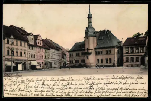 AK Apolda, Rathaus und Marktplatz, Panorama