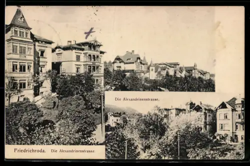 AK Friedrichroda, Alexandrinenstrasse, Villenreihe