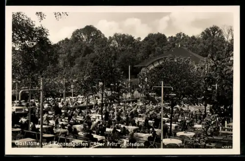 AK Potsdam, Gasthaus und Konzertgarten Alter Fritz, Inh. Paul Bosek, Konzertgarten mit Gästen