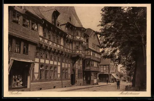 AK Goslar, Marktstrasse mit altem Haus u. Geschäften