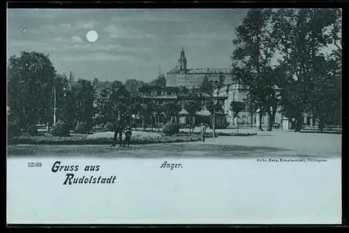 Mondschein-AK Rudolstadt, Anger