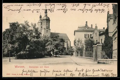 AK Wurzen, Domplatz mit Dom
