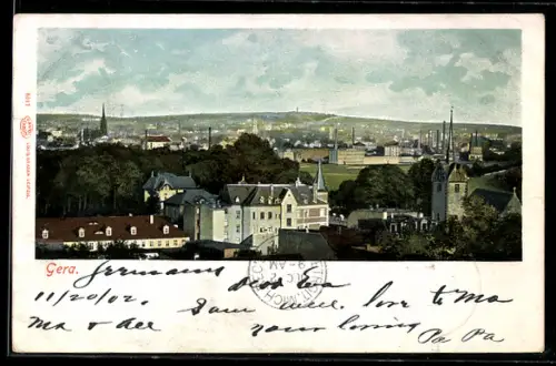 AK Gera, Ortspanorama aus der Vogelschau
